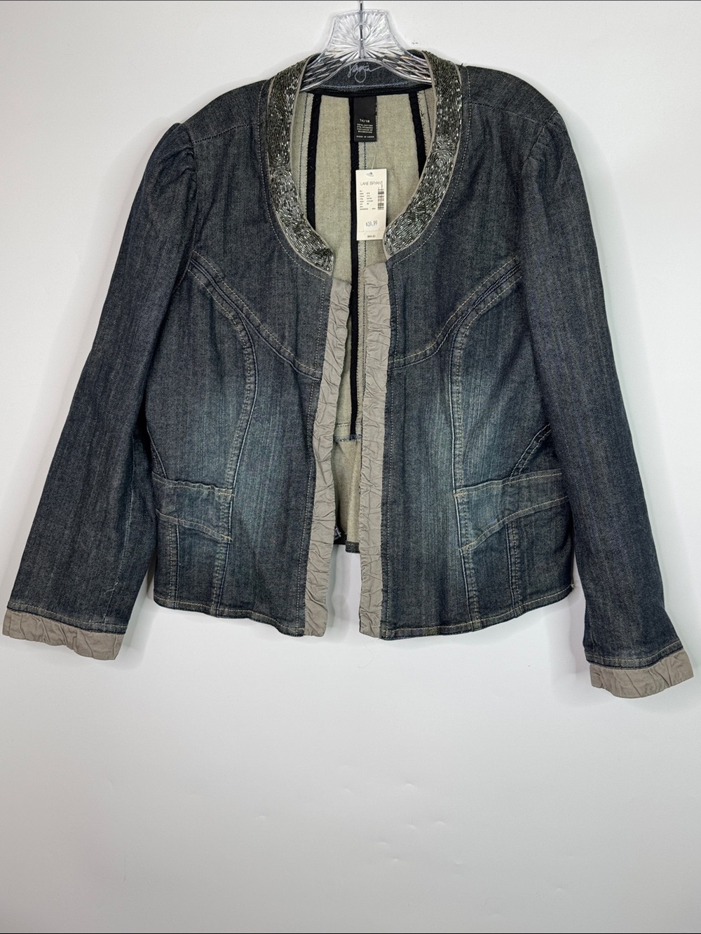Lane Bryant Denim Beaded Jean Jacket 14/16 NWT (flaw)